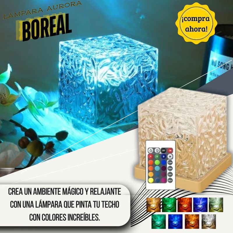 MOON LAMP - LAMPARA BOREAL LUCES MULTICOLOR CON CONTROL