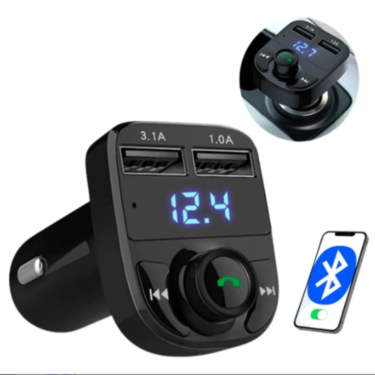 GENERICO - Transmisor Fm Para Carro Bluetooth X8 Modulador Fm Usb