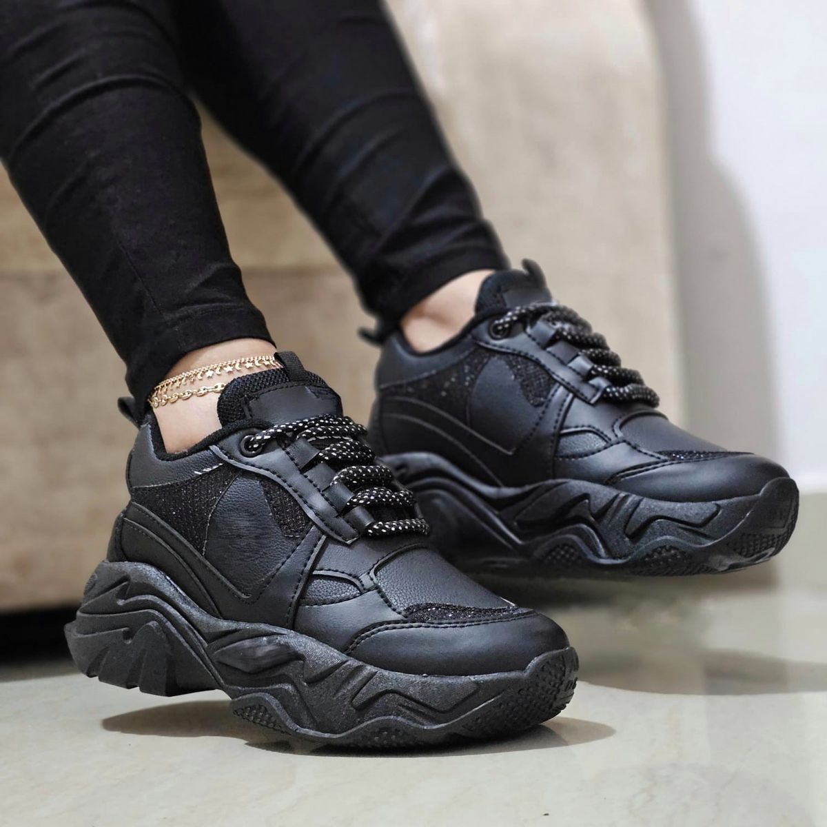 NACIONAL - Tenis Negro Dama Zapatillas Zapatos Mujer Lindos Moda Casual