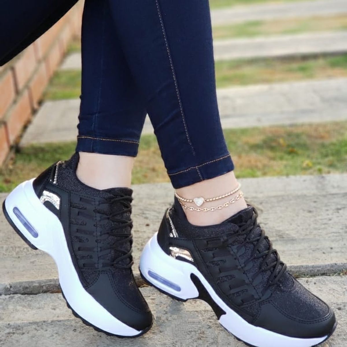 NACIONAL - Tenis Negro Dama Zapatillas Zapatos Mujer Lindos Moda Casual