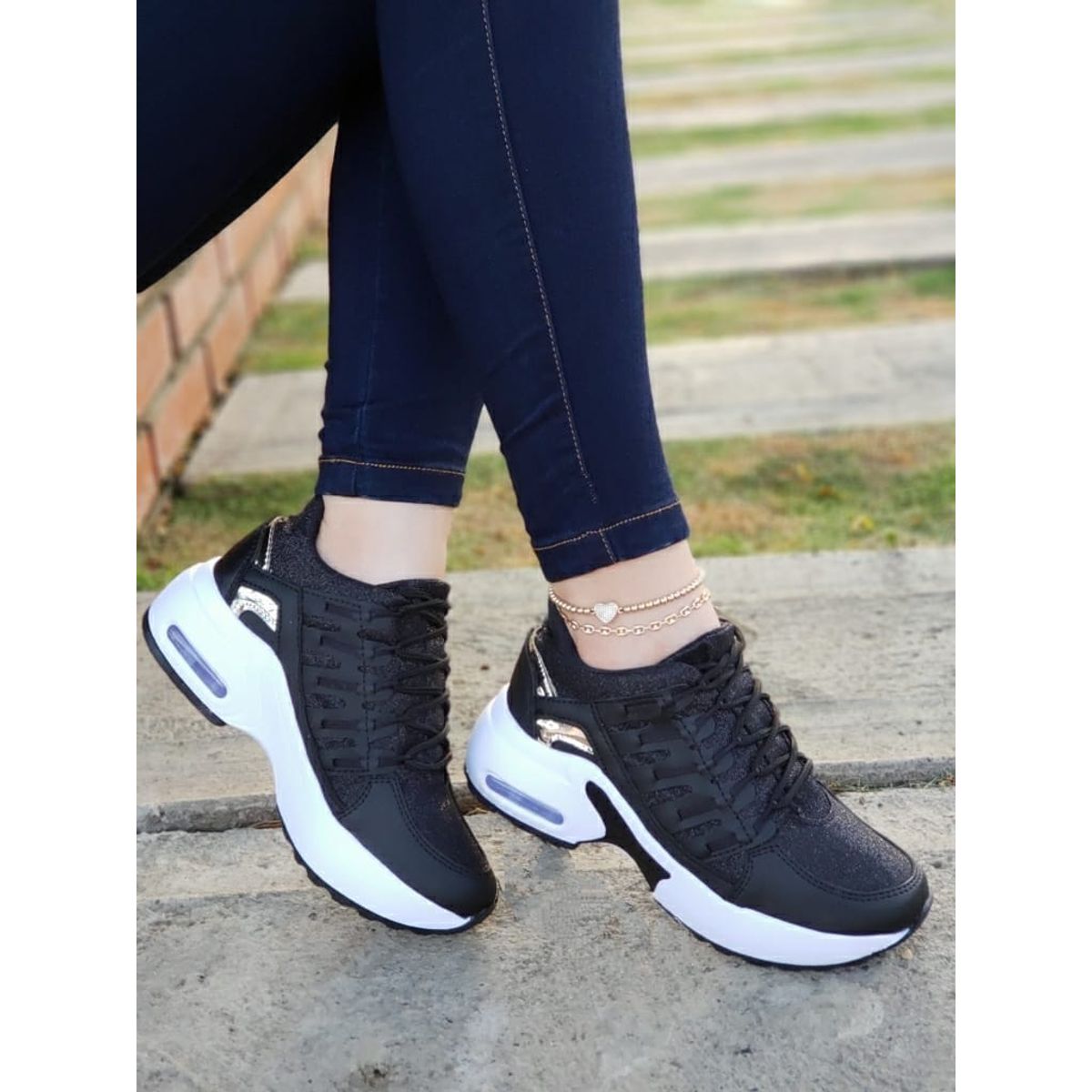 NACIONAL - Tenis Negro Dama Zapatillas Zapatos Mujer Lindos Moda Casual