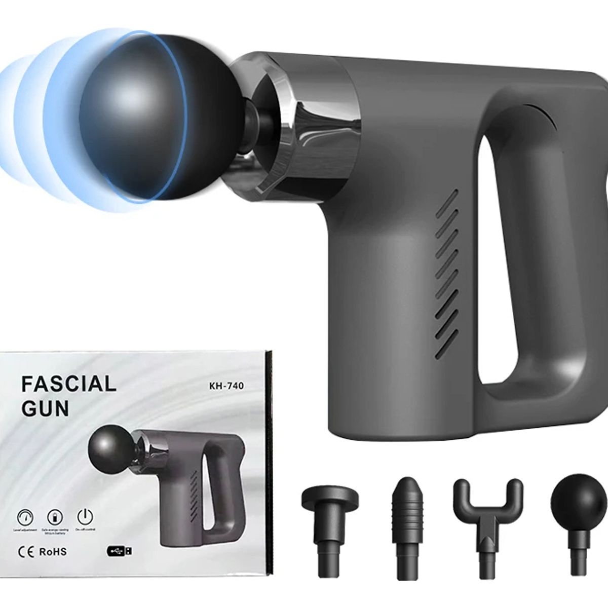GENERICO - Masajeador Muscular Inalámbrico Facial Gun Pistola Corporal