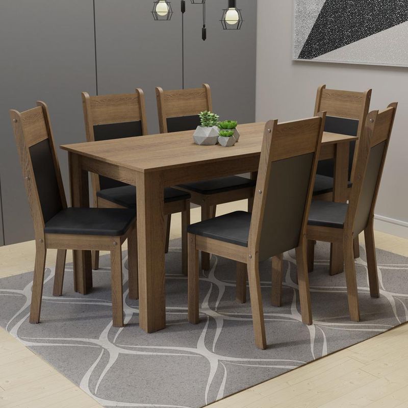 MADESA - Juego de Comedor Medelin con 6 Sillas MarronNegro - Marrón