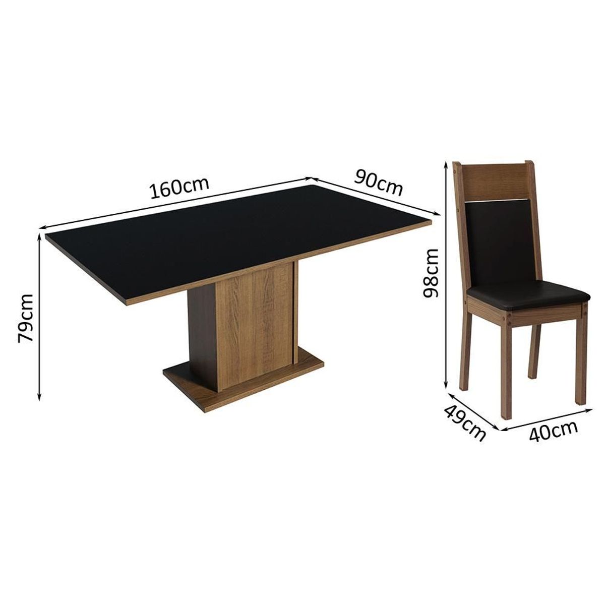 MADESA - Juego de Comedor Augusta con 6 Sillas Negro/Marrón