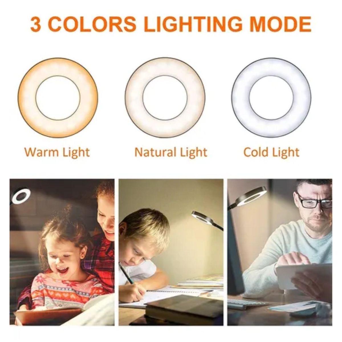 TELEPRODUCTOSBOGOTA - Lámpara De Lectura Con Pinza Estructura BLANCA