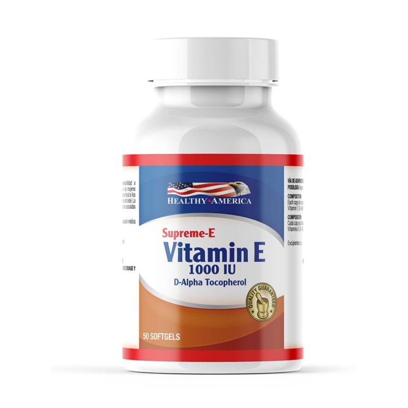 HEALTHY AMERICA - Supreme Vitamina E 1000IU D-Alpha Tocopherol 50 Caps Healthy