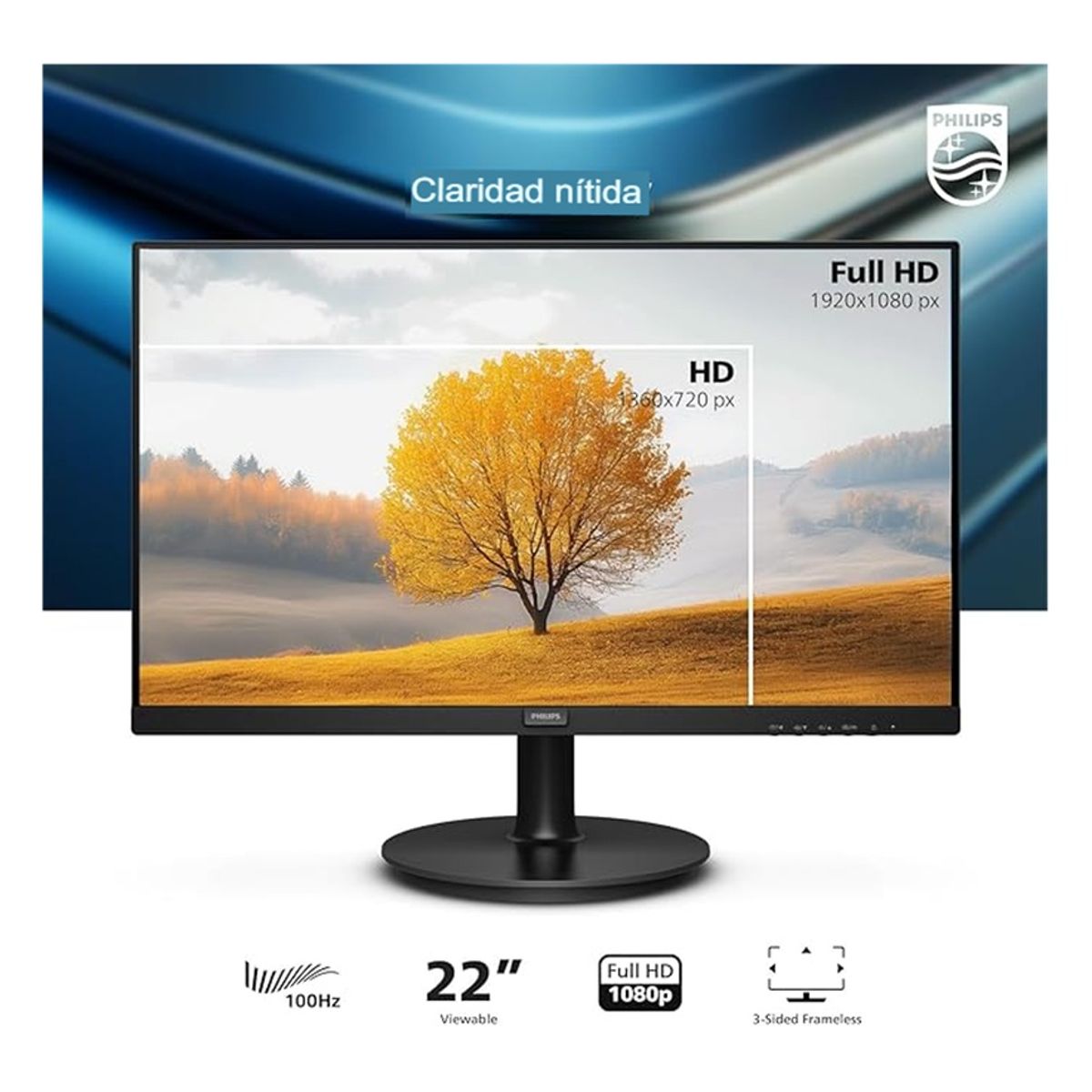 PHILIPS - Monitor 22 Pulgadas 100hz Y Adaptive-sync Full Hd 1920x1080