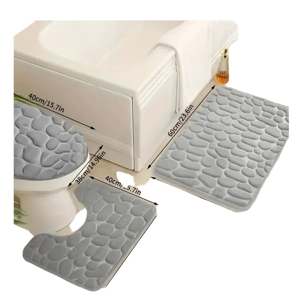 FLEX TAPE - 3 Pcs Juego Accesorios Baño Tapetes Para Baño Antiderrapante