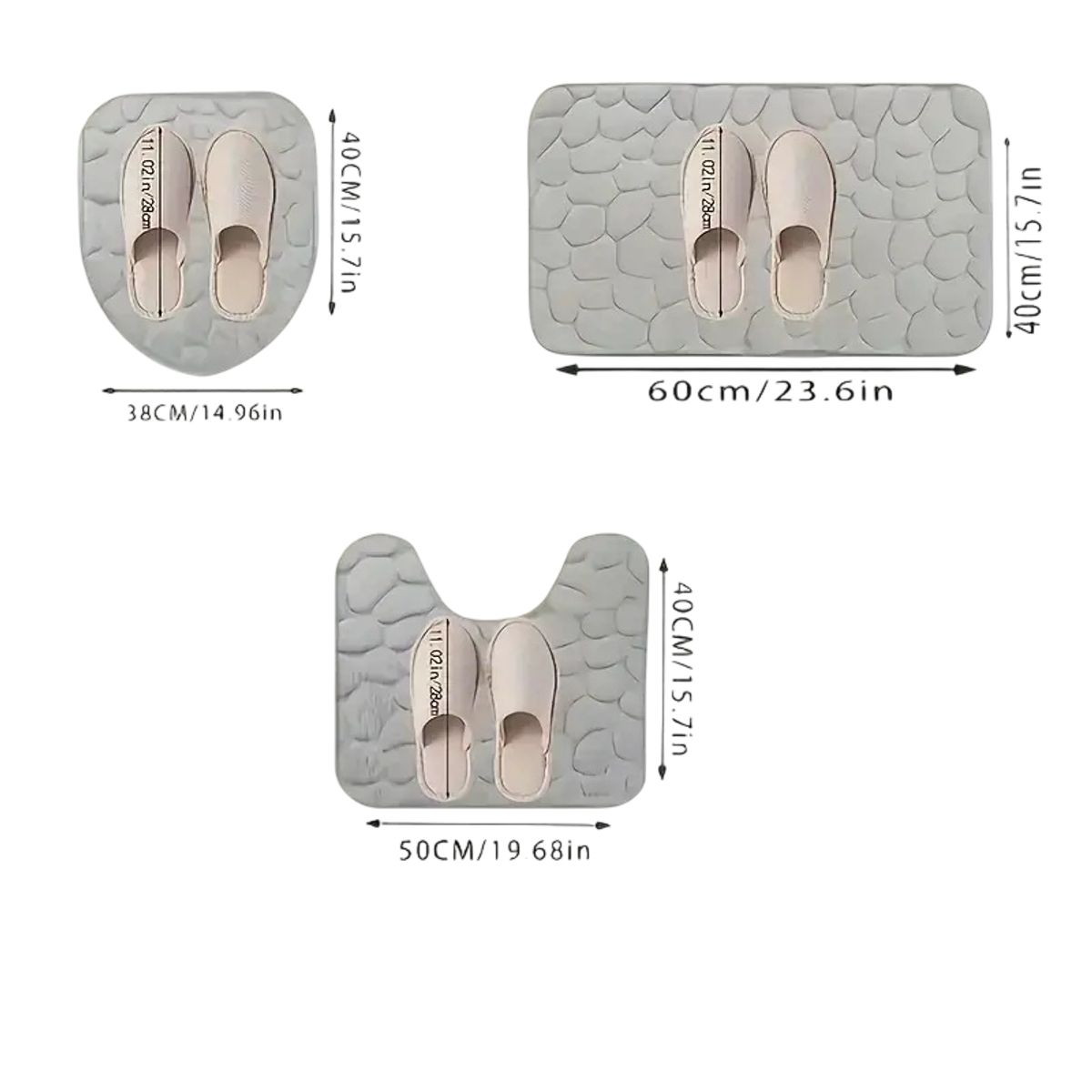 FLEX TAPE - 3 Pcs Juego Accesorios Baño Tapetes Para Baño Antiderrapante