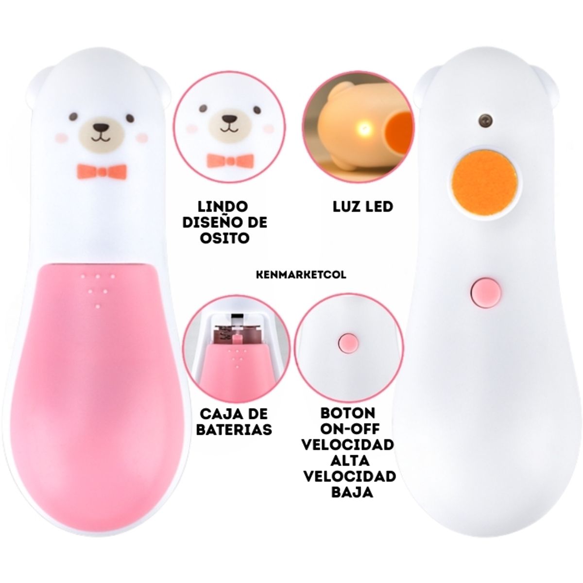 GENERICO - Lima Eléctrica para Bebé con Luz LED Diseño Osito
