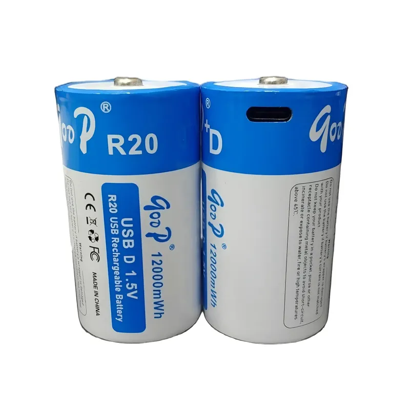 GENERICO - Pila Bateria Grande Tipo D R20 1200mwh Recargable Usb C Goop