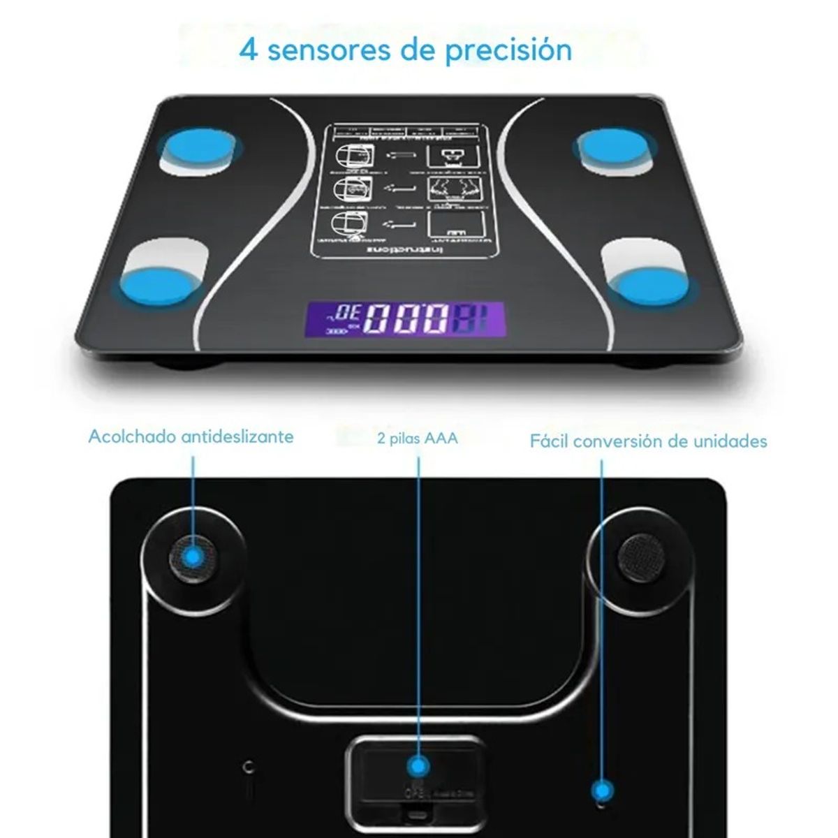 GENERICO - Báscula Inteligente Bluetooth Peso Digital Grasa Corporal 180kg 2017A