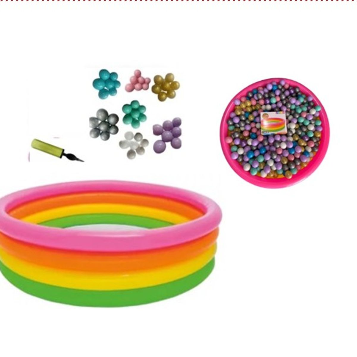 INTEX - COMBO PISCINA 168CMX46CM + 500 PELOTAS PASTEL+ INFLADOR