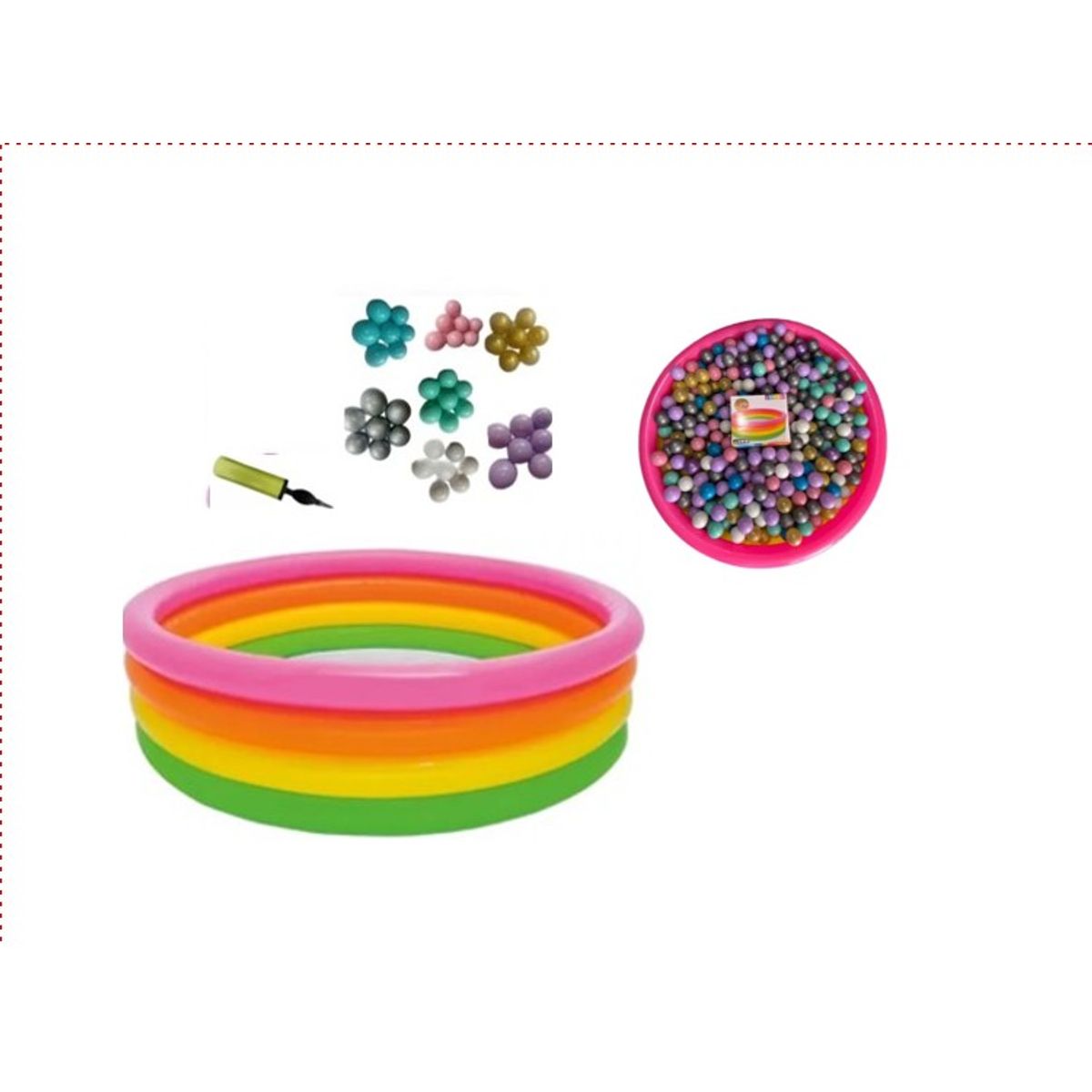 INTEX - COMBO PISCINA 168CMX46CM + 500 PELOTAS PASTEL+ INFLADOR