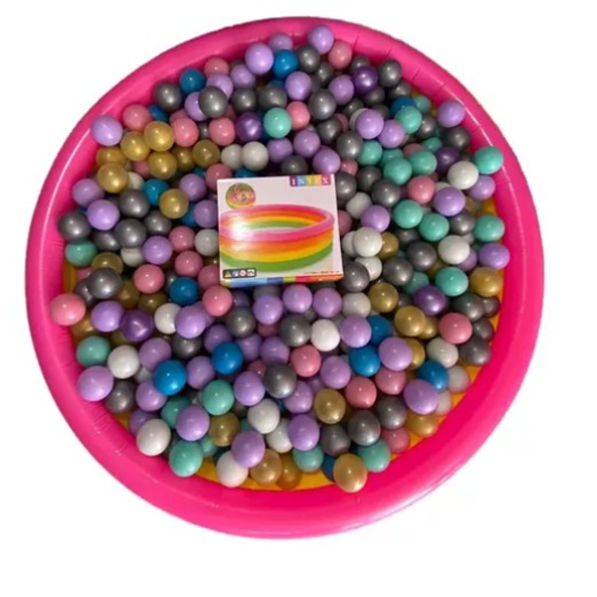 INTEX - COMBO PISCINA 168CMX46CM + 500 PELOTAS PASTEL+ INFLADOR