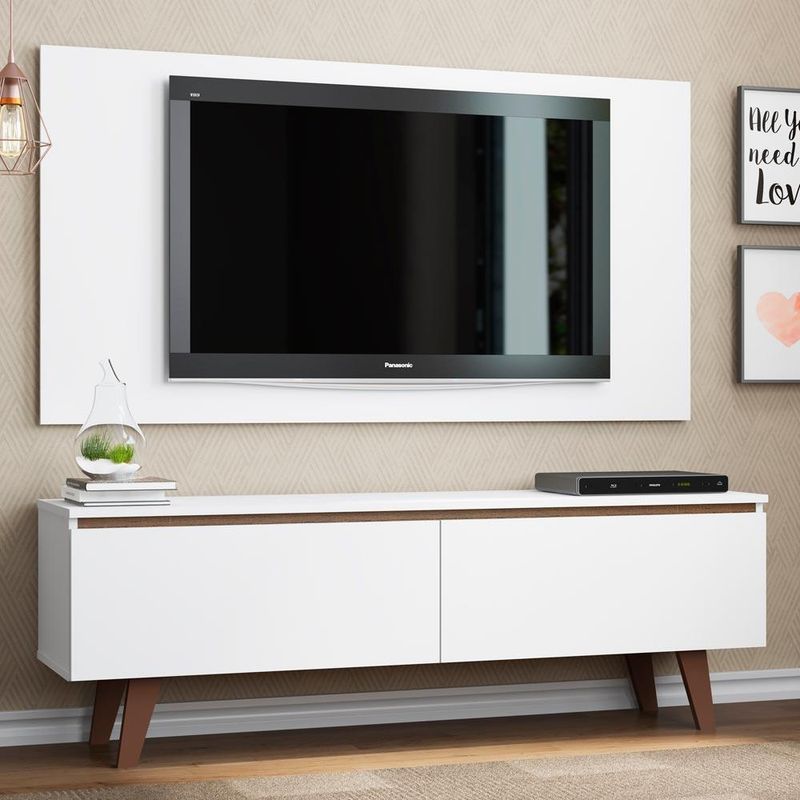 MADESA - Mesa y Panel para TV Le Mans Hasta 55 Pulgadas Blanco - Blanco