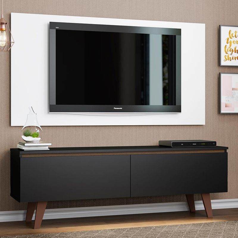 MADESA - Mesa y Panel para TV Le Mans Hasta 55 Pulgadas Negro Blanco - Negro