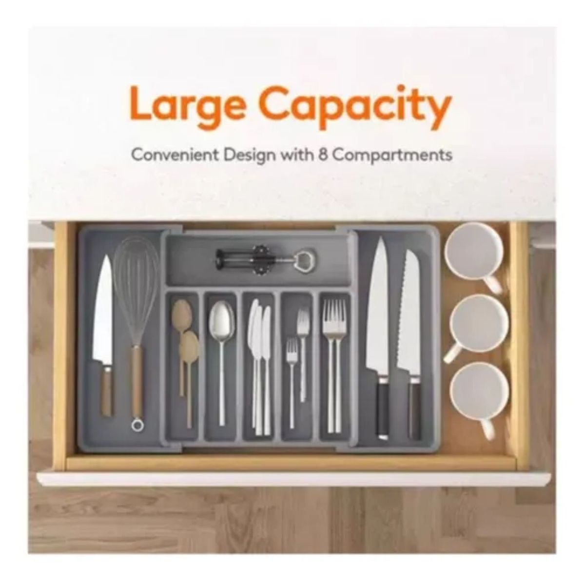 GENERICO - Lifewit Organizador De Cubiertos Bandeja De Utensilios Expa