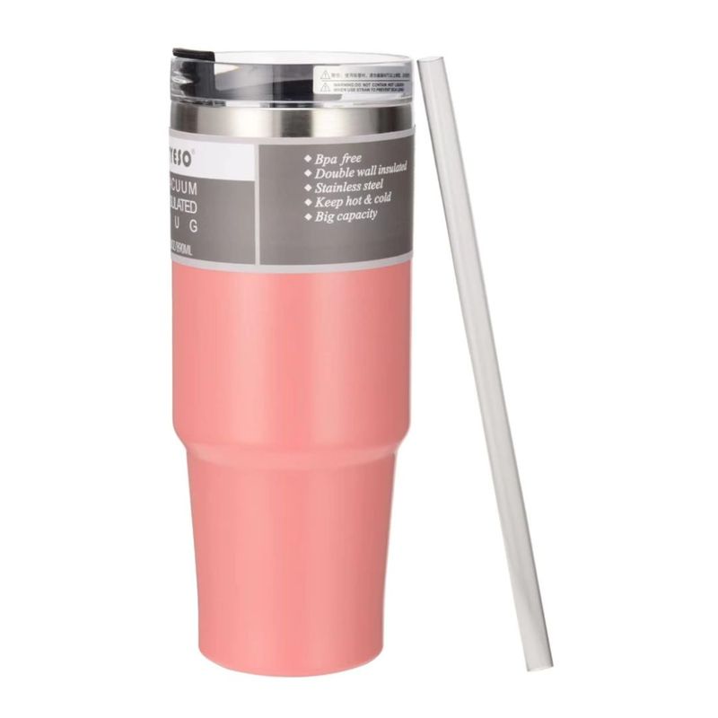GRUPO B - Termo De Acero Inoxidable 30 Onz/vaso Con Pitillo Y Tapa