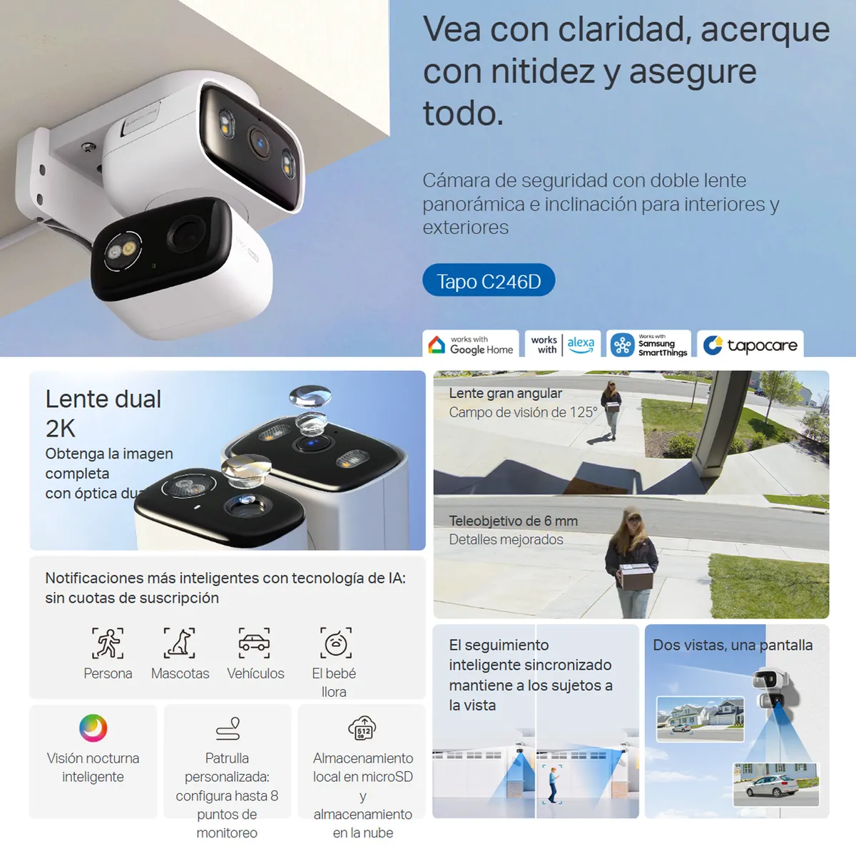 TP LINK - Cámara Seguridad Wifi Con Doble Lente 2K Tp-link Tapo C246D