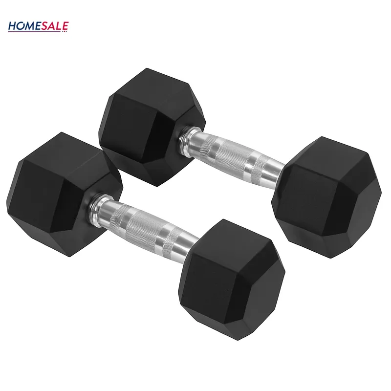 HOMESALE - Par de Pesas Hexagonales 15 lbs Encauchetadas 30 Lbs en Total