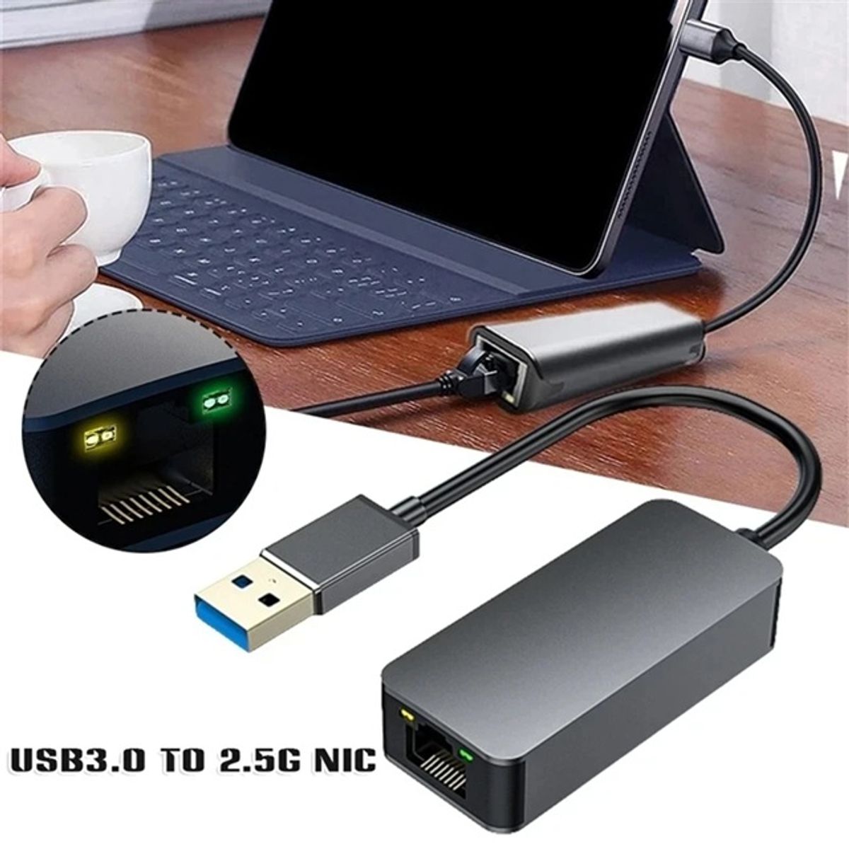 GENERICO - Adaptador Usb Tipo C A Ethernet 2500/1000/100 2.5 Gigabit 2500 Mbps Rj45