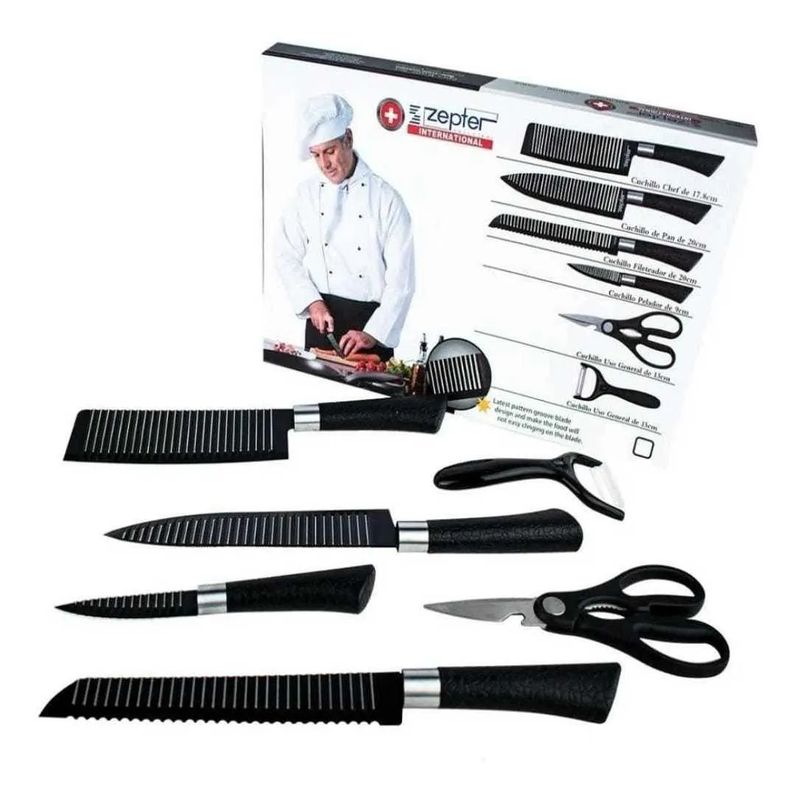 GENERICO - Set Cuchillos Zepter X6 piezas Recubierto Cerámica Volcánica