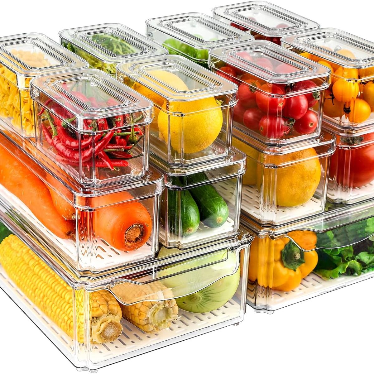 ONE PIXEL - Organizador Nevera Cocina Set 14 Contenedores Con Tapa One Pixel