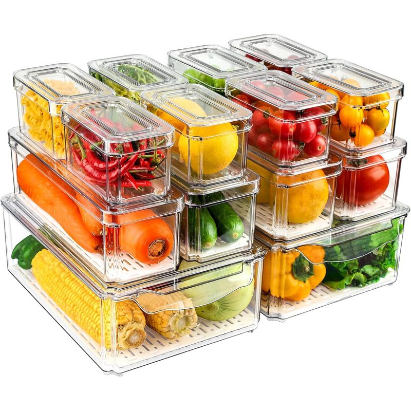ONE PIXEL - Organizador Nevera Cocina Set 14 Contenedores Con Tapa One Pixel