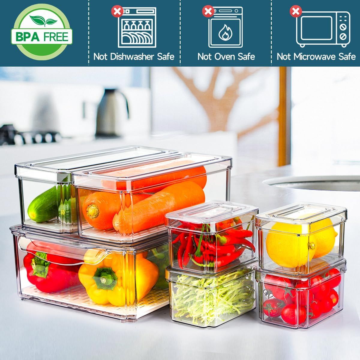 ONE PIXEL - Organizador Nevera Cocina Set 14 Contenedores Con Tapa One Pixel