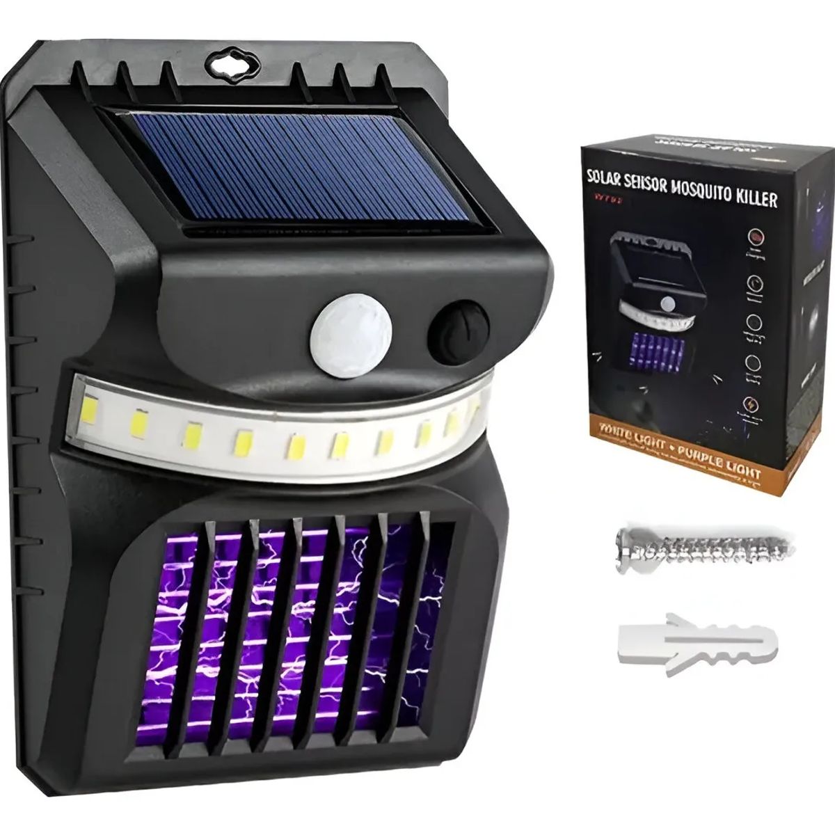 GENERICO - Lampara Solar 2en1 Mata Mosquitos Insectos Sensor Movimiento