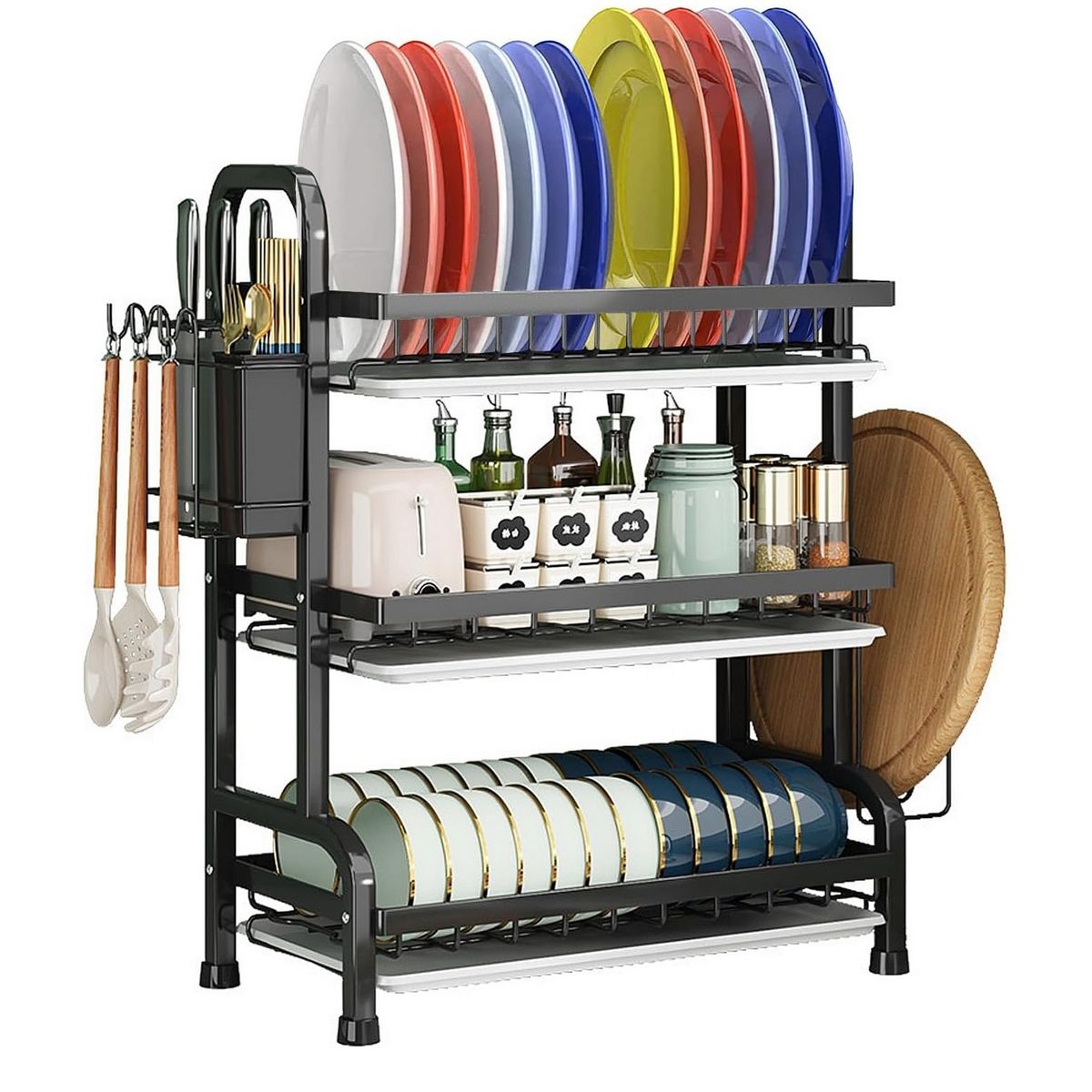 DAYOSHOP - Estante Escurridor De Cocina Para Platos En Hierro 3 Niveles