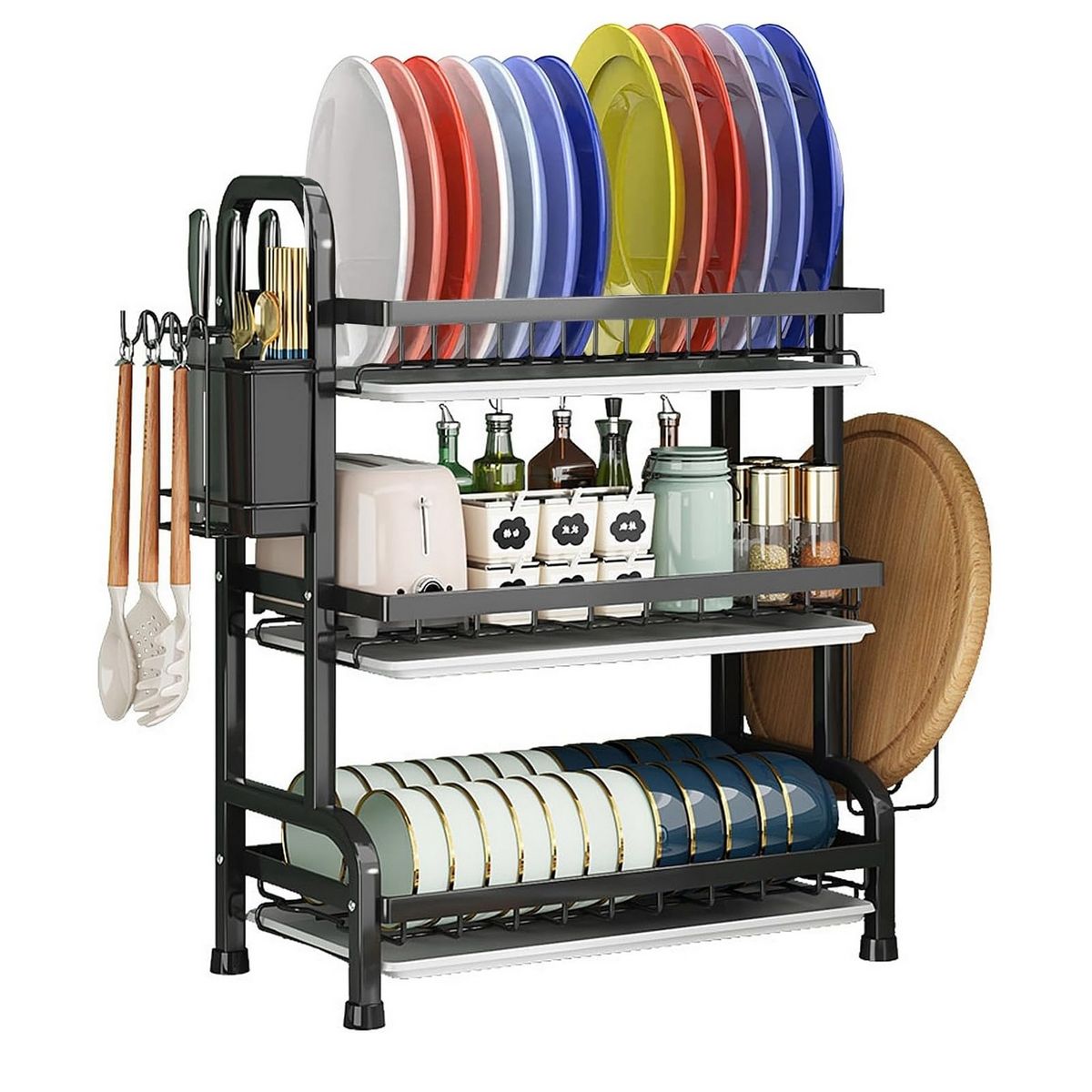 DAYOSHOP - Estante Escurridor De Cocina Para Platos En Hierro 3 Niveles