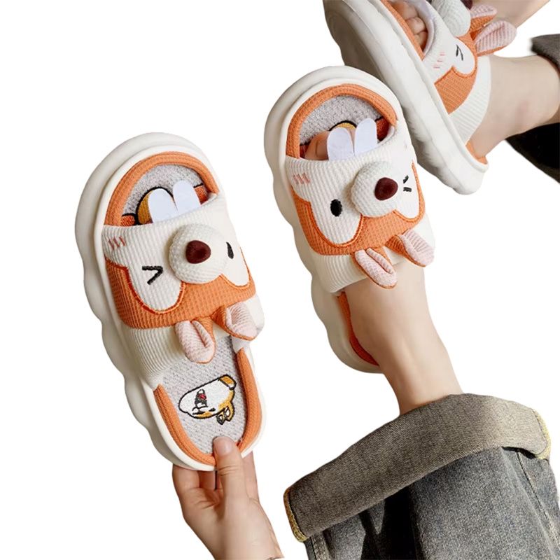 GENERICO - Pantuflas de Lino y Algodón Diseño Ardilla Antideslizantes