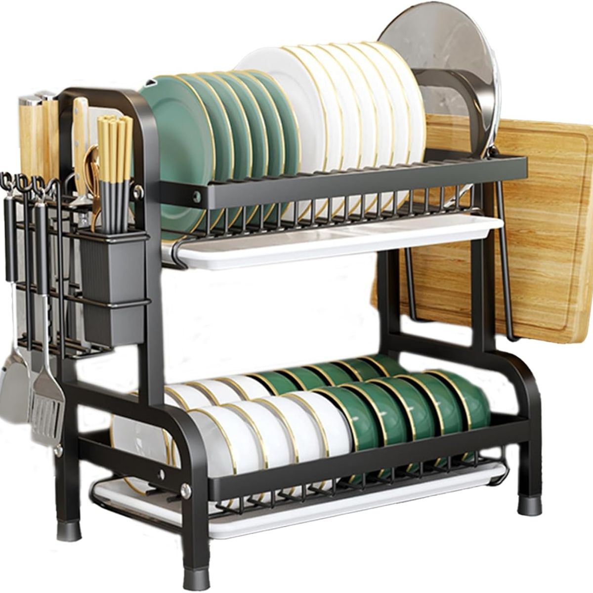 DAYOSHOP - Estante Escurridor De Cocina Para Platos En Hierro 2 Niveles