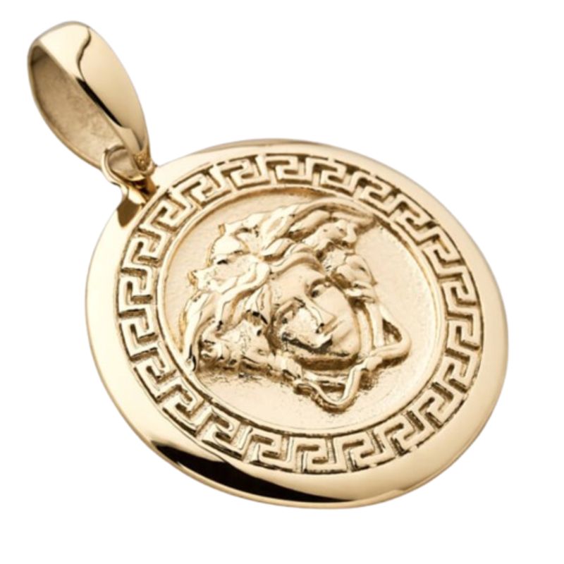 GLEAM GOLD - Dije Medalla de Medusa Unisex en Oro Laminado 18K
