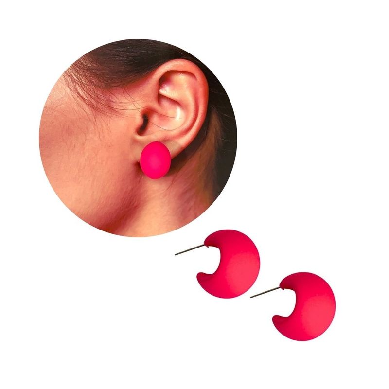 GENERICO - Aretes Topos Candongas Chunky - Fucsia