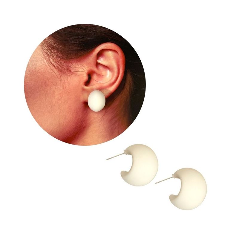 GENERICO - Aretes Topos Candongas Chunky - Blanco