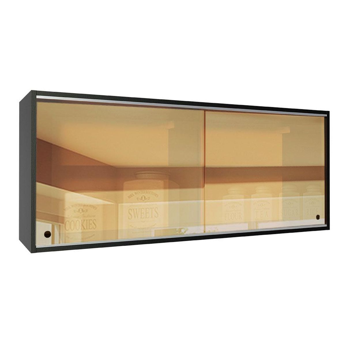 MADESA - Mueble de Cocina Superior Reims 1.20 m 2 Puertas Corredizas de Cristal Reflex Negro