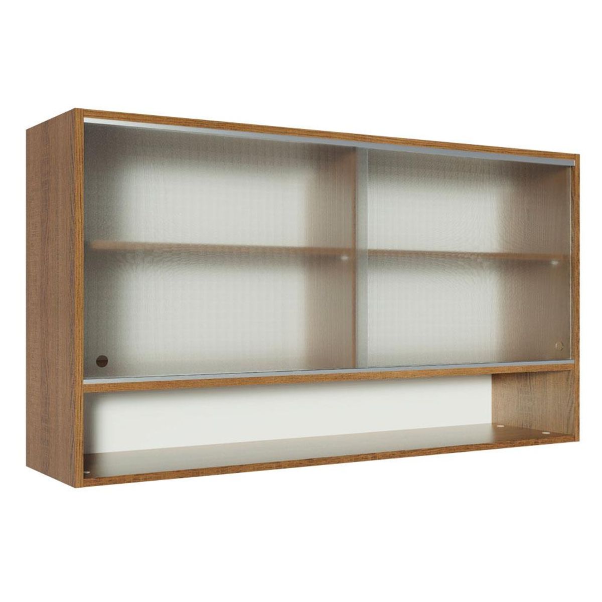 MADESA - Mueble de Cocina Superior Glamy 1.20 m 2 Puertas Corredizas de Cristal 1 Nicho Marrón