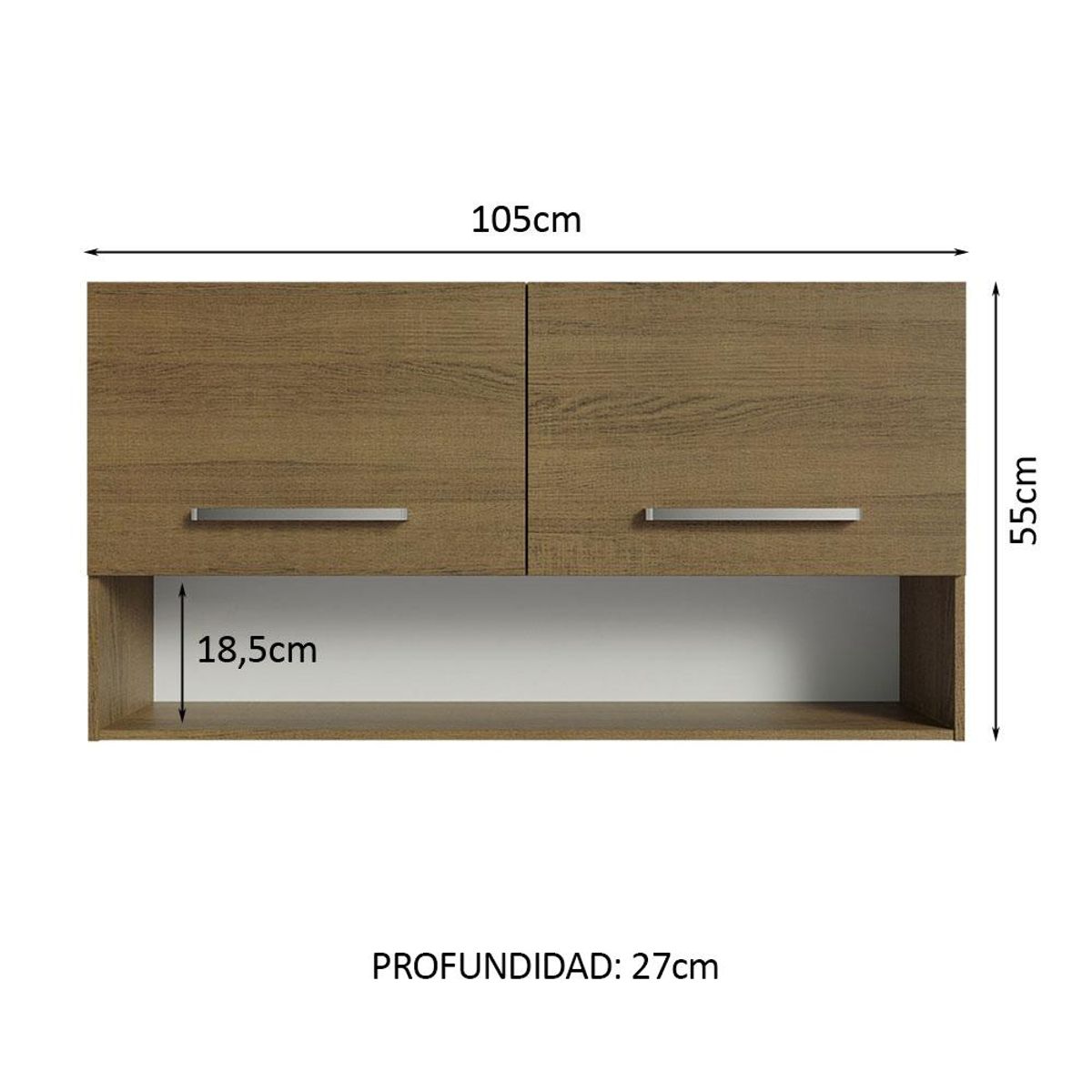 MADESA - Mueble de Cocina Superior Emilly 1.05 m 2 Puertas 1 Nicho Marrón