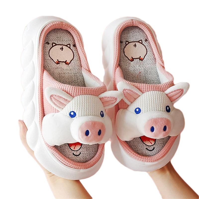 GENERICO - Pantuflas de Lino y Algodón Diseños Animados Antideslizantes