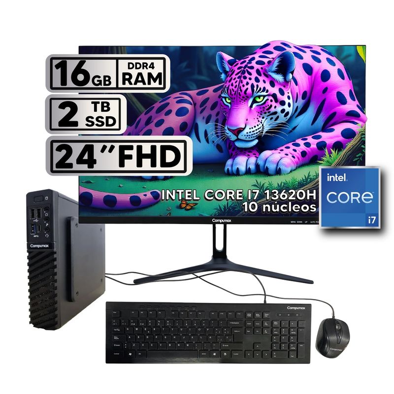 COMPUMAX - Computador de Mesa Compumax Core i7 13620H 16GB SSD 2TB Monitor 24” 120Hz