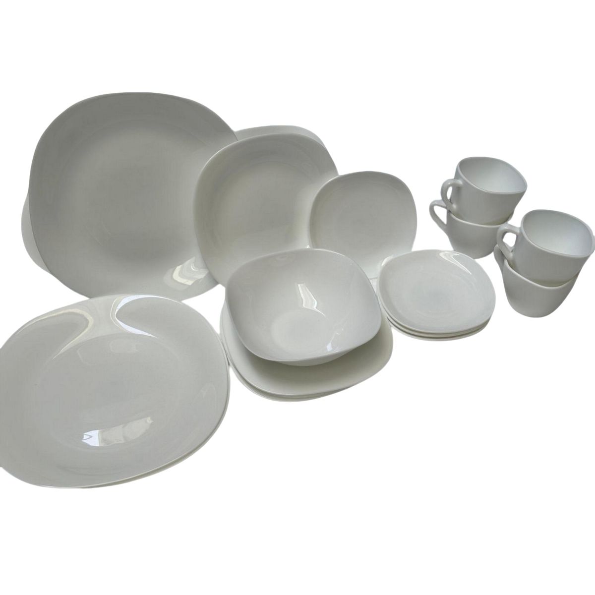 DISTRIONLINE - Vajilla 20 Piezas en Vidrio, diseño en Blanco