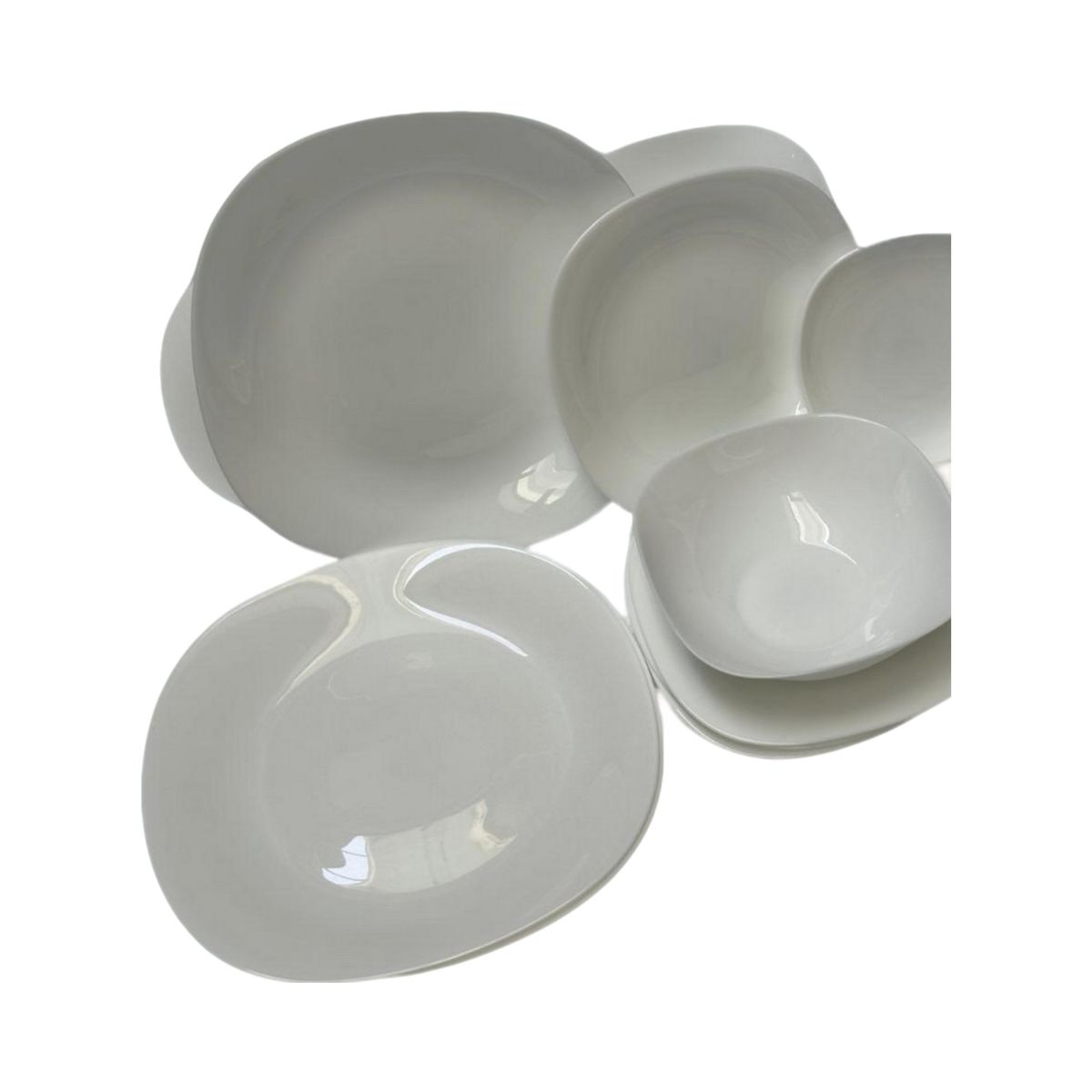 DISTRIONLINE - Vajilla 20 Piezas en Vidrio, diseño en Blanco