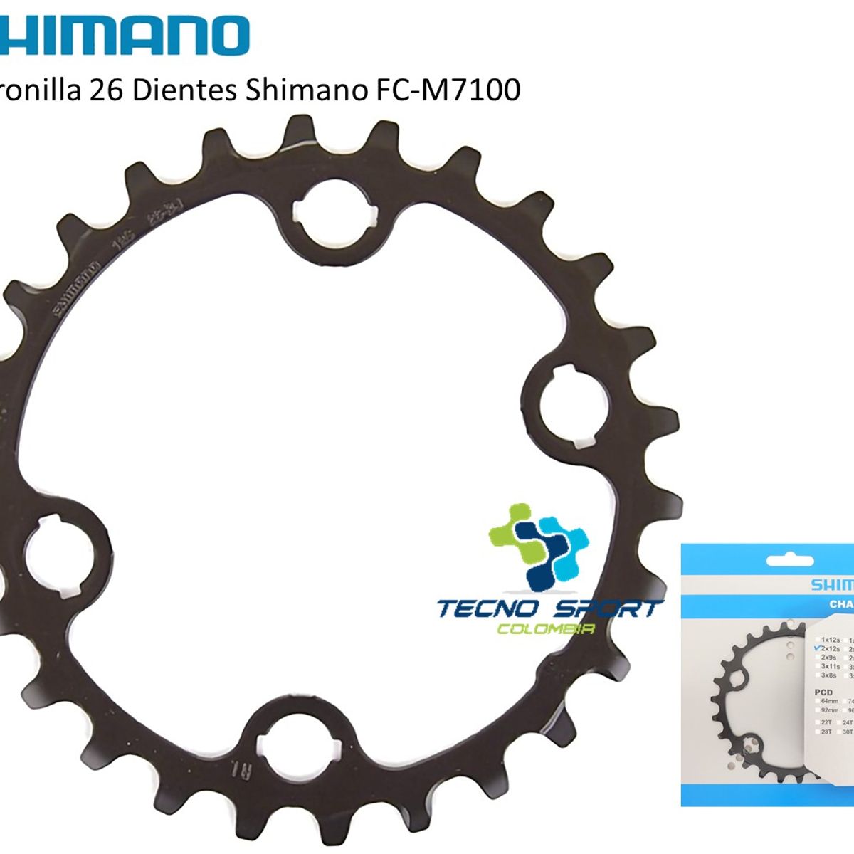 SHIMANO - Plato Coronilla Shimano Slx M7100 12v Biplato 26 Dientes Mtb