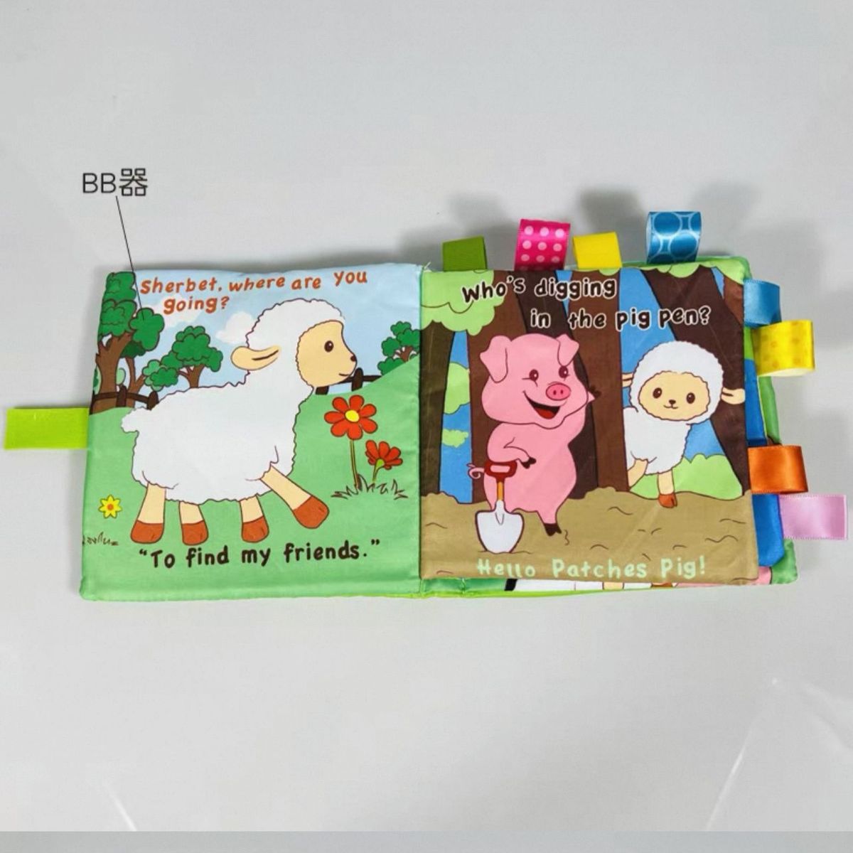 GENERICO - Libro Sensorial De Tela Cuenta Historia Ingles Estimulación Oveja