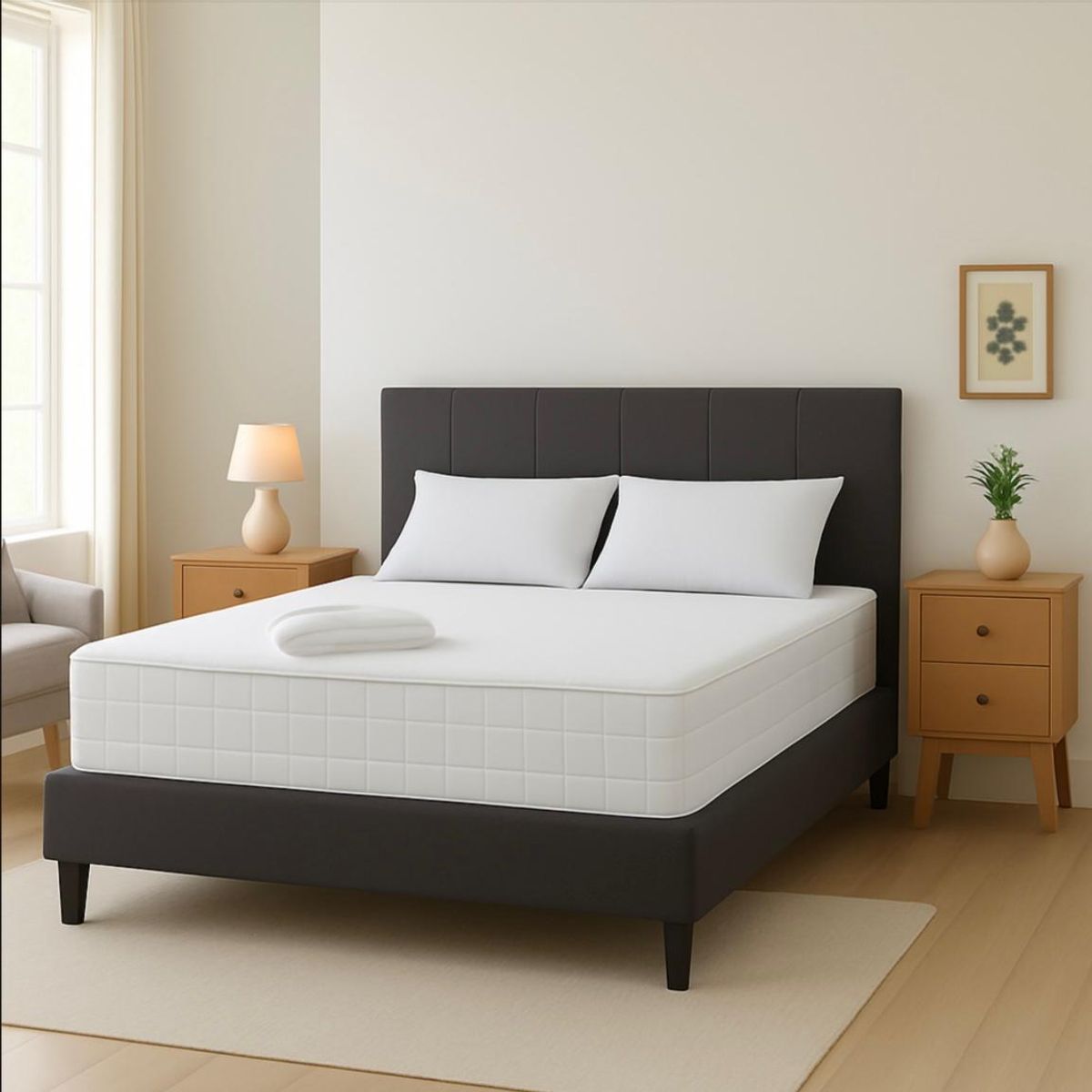 PLUMA HOME - Colchón ortopédico resortado doble firmeza 140×190  2 almohadas y protector.