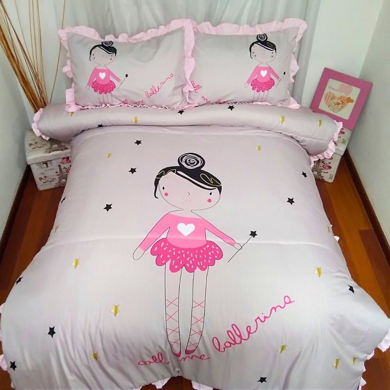 WONDER HOME - Cubrelecho Infantil niñas Bailarina + Fundas Cojin cama semidoble