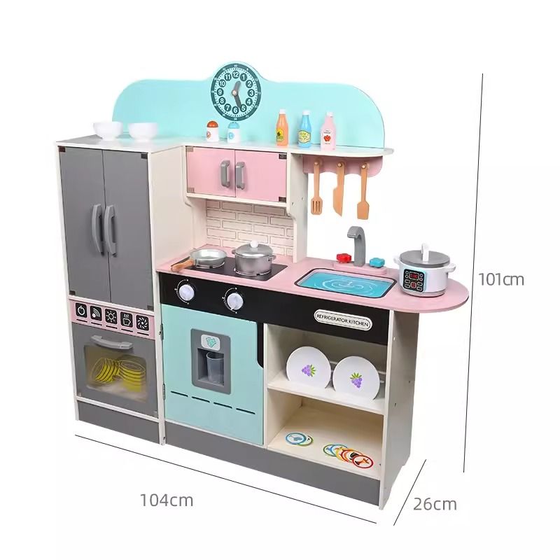 GENERICO - Cocina En Madera Con Nevera Y Horno Multicolor Para Niños